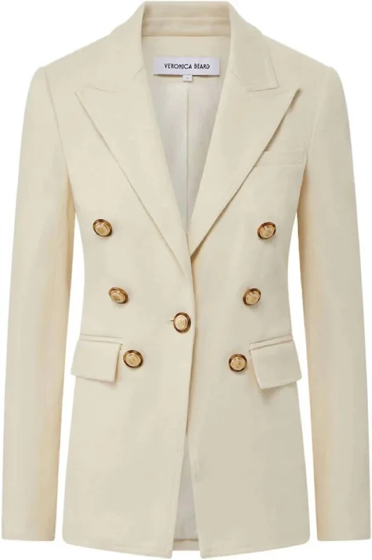 Massive Deals Women's Naira Denim Double Breasted Blazer Jacket In Ecru White