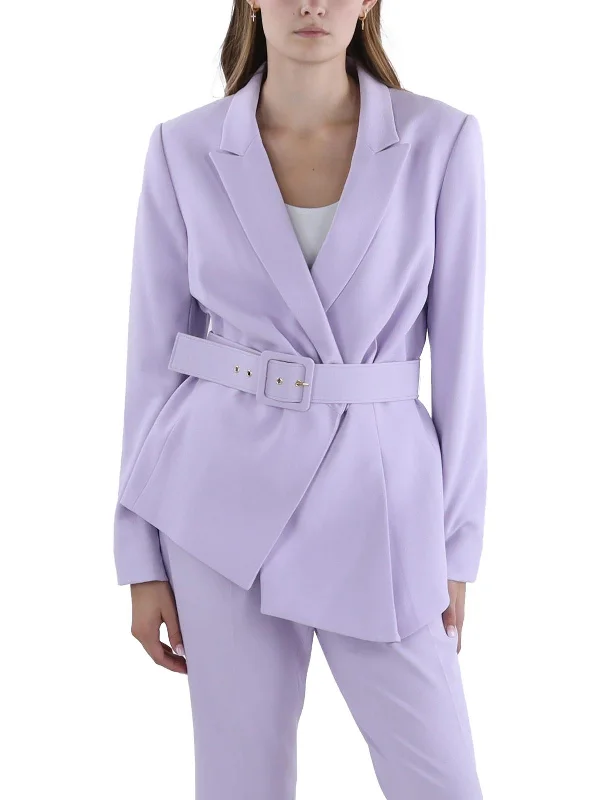 Womens Pleated Polyester One-Button Blazer