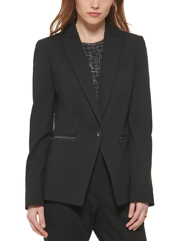 Discount Deals Womens Ponte Long Sleeves One-Button Blazer