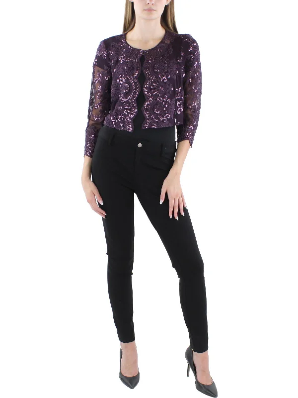 Womens Sequined Cropped Bolero