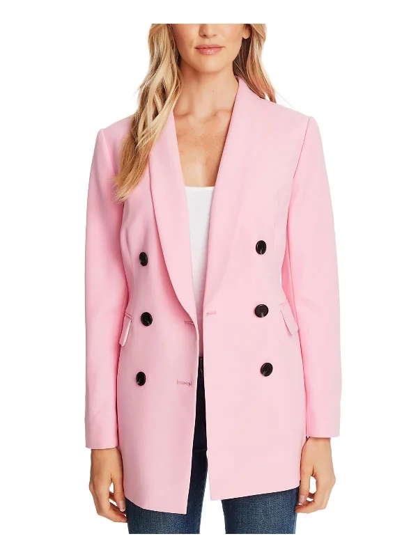 Womens Twill Business Double-Breasted Blazer