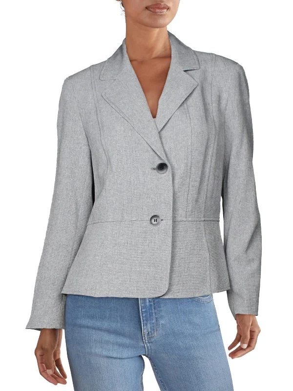 Womens Woven Seamed Two-Button Blazer