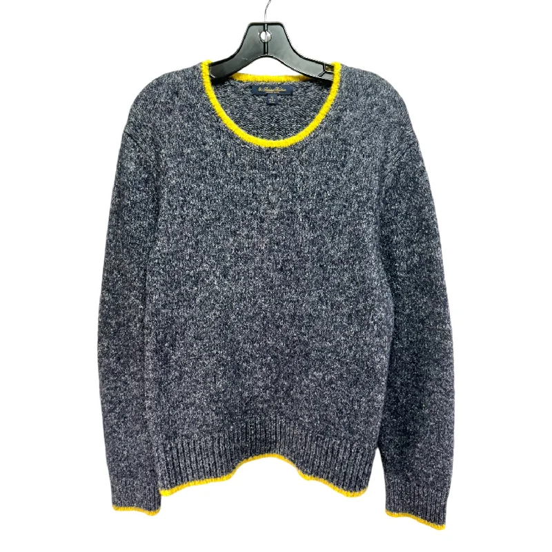 YEAR-End Clearance Wool Blend Sweater By Brooks Brothers In Grey & Yellow, Size: Xl