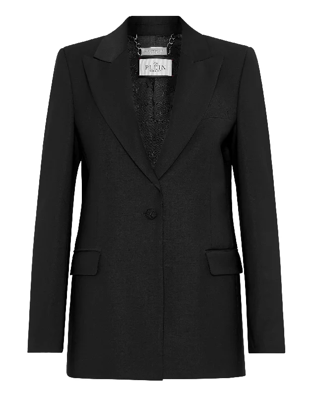 Inventory Reduction Wool Boxy Blazer Crystal Skull