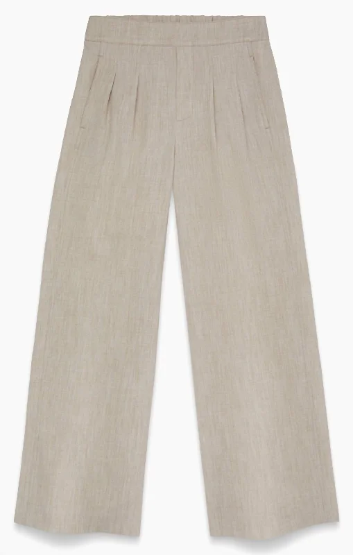 Don't Wait 31' Bi-Stretch Twill Wide Leg Pant In Biscotti Heather