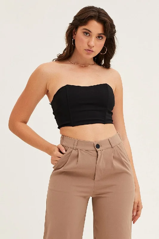 Daily Deals Black Boning Detail Bustier Top