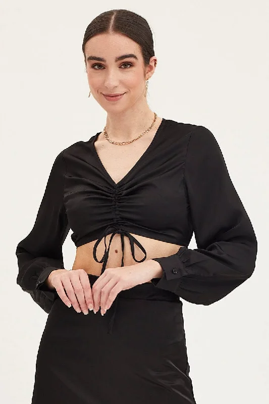 Best Bargains Black Crop Top Long Sleeve