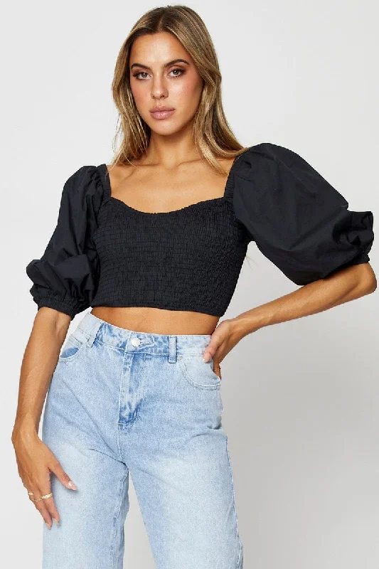 Loyalty Reward Black Crop Top Short Sleeve
