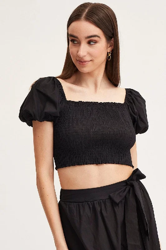 Crazy Deals Black Crop Top Short Sleeve