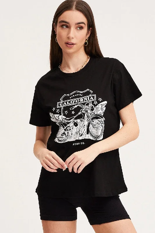 Black Graphic T Shirt Short Sleeve