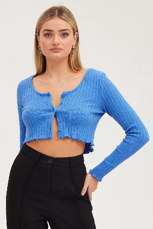 Blue Rib Top Long Sleeve