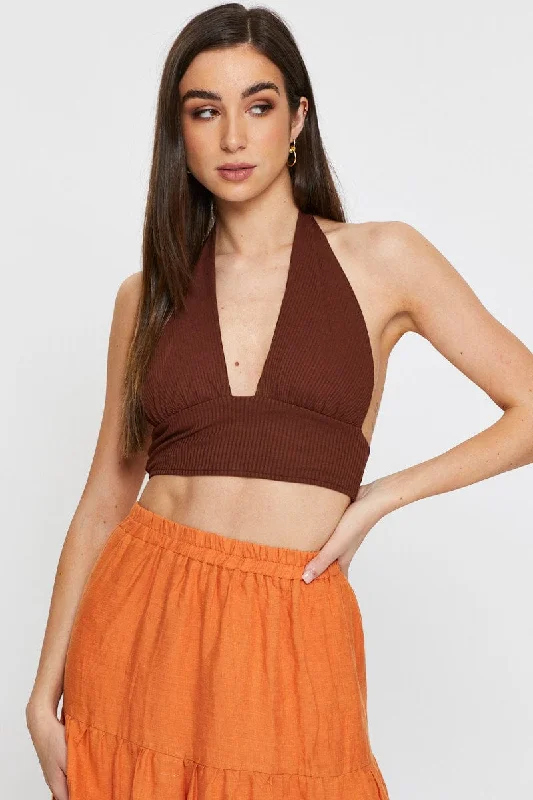 Brown Halter Top