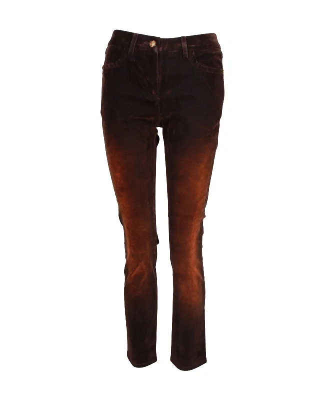Incredible Offers Chanel Slim-Fit Gradient Corduroy Pants in Brown Cotton