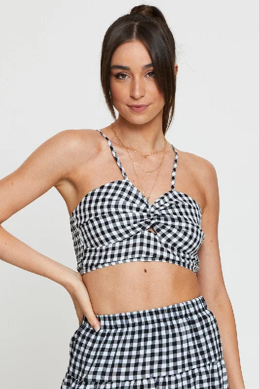 New Arrival Check Cami Top Crop