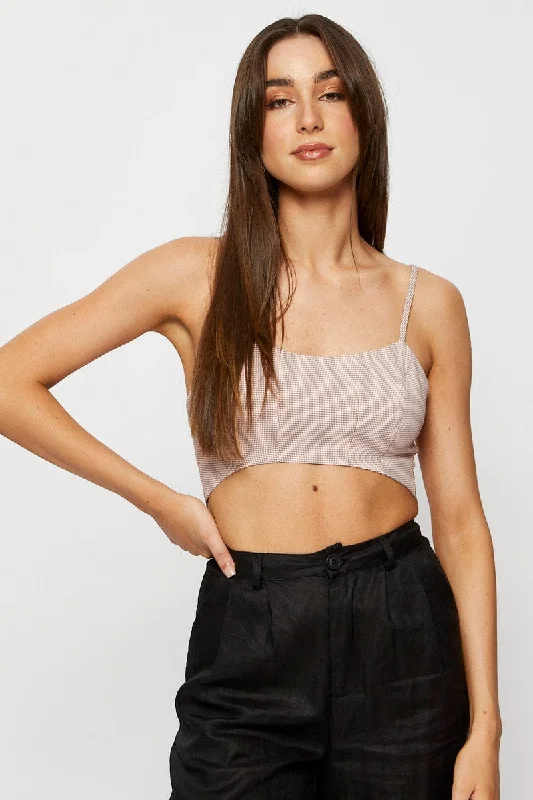 Closeout Check Crop Top Sleeveless