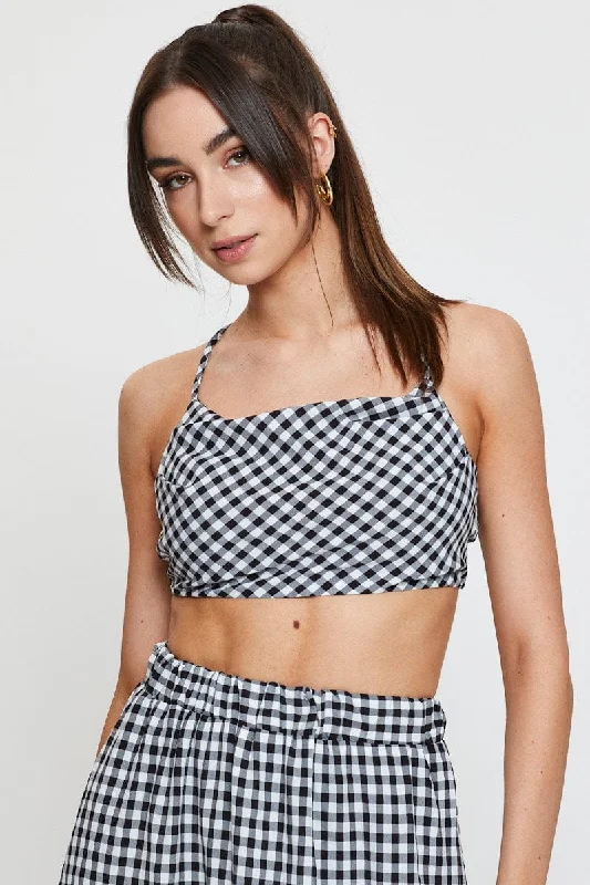 Super Sale Check Singlet Top Sleeveless Crop
