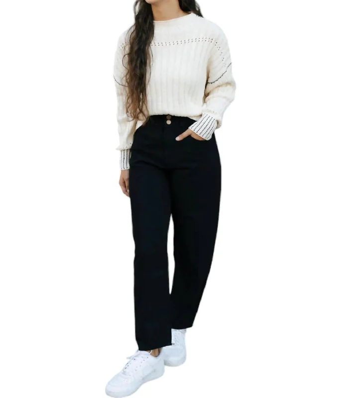 New Deals Cotton Barrel Pants In Black