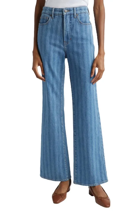 Daily Deals Crosbie Wide Leg Jeans In Sapphire Stripe