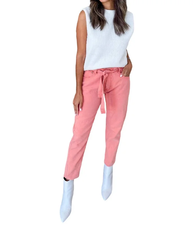 Amazing Deals Denim Tie Pants In Melon