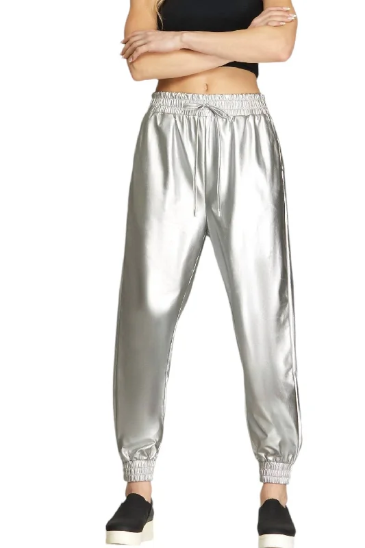 Limited Availability Dollar Joggers In Metallic Silver