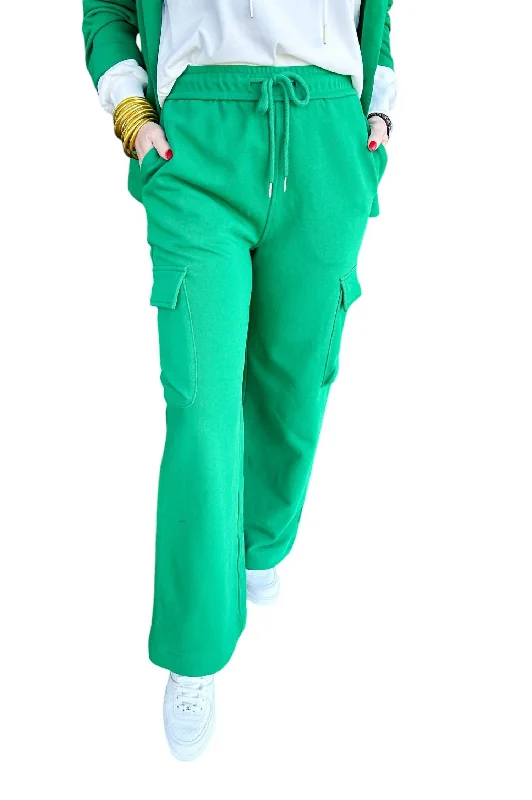 Savings Event French Terry Relaxed Wide Leg Cargo Pants In Green