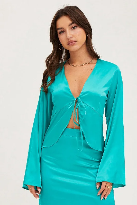 Today’s Deal Green Satin Jacket Long Sleeve