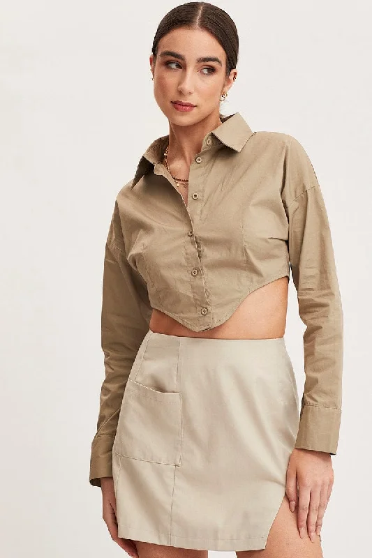 Price Drop Alert Green Shirt Top Long Sleeve Collared