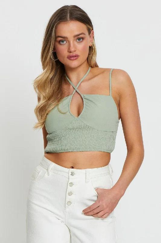 Deal of the Week Green Singlet Top Sleeveless Crop