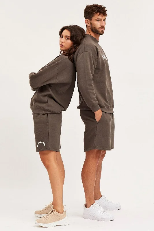 Can't Be Beat Grey Unisex Sweatshirts Oversized Crew Neck