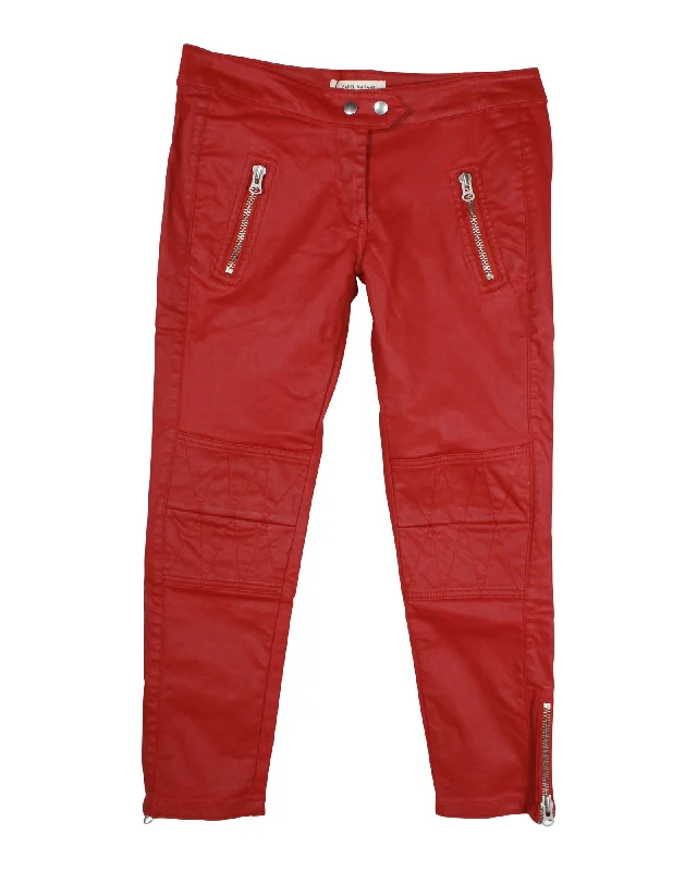 Mega Sale Isabel Marant x H&M Waxed Biker Jeans in Red Cotton
