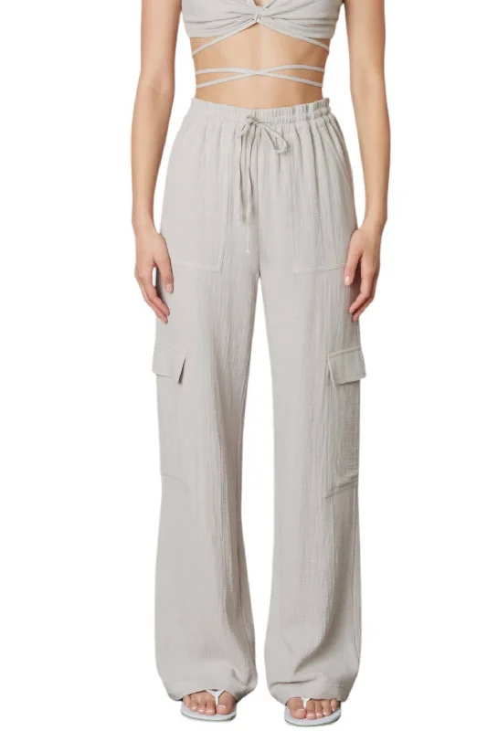 Great Deals Jacob Pull On Relaxed Guaze Cargo Pants In Natural