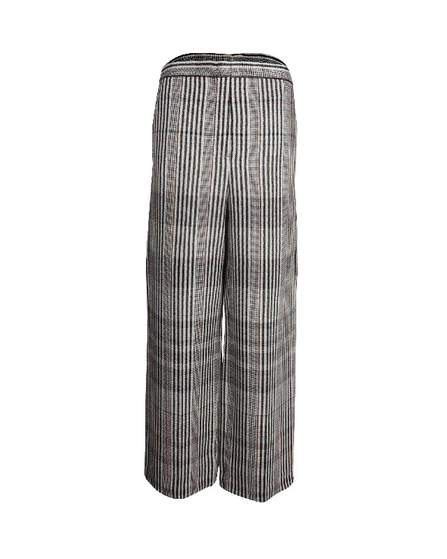 Jil Sander Cropped Plaid Pants in Black Wool