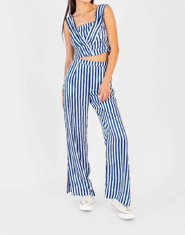 Limited Stock Jules Pant In Navy Cabana Stripe