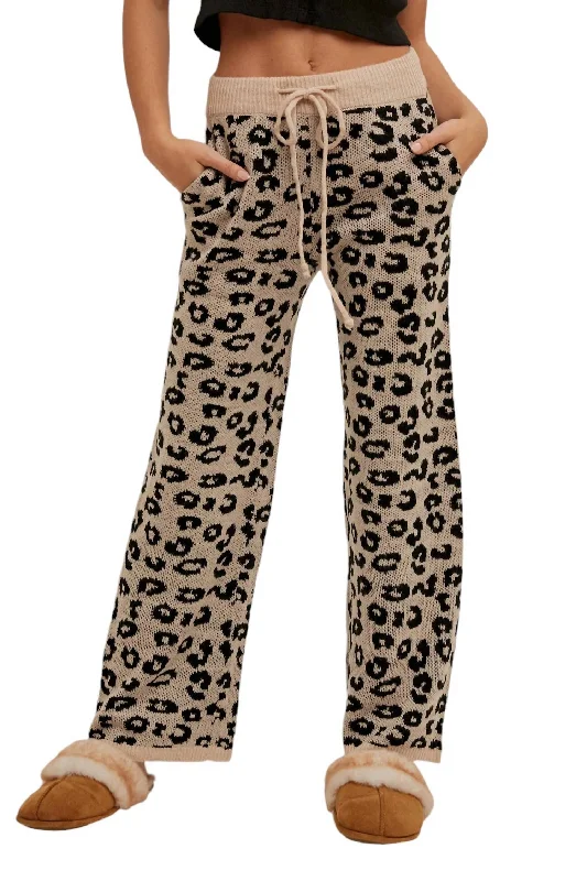 Deal Frenzy Leopard Sweatpants In Tan