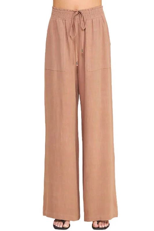 Discount Deals Linen Pant In Clay