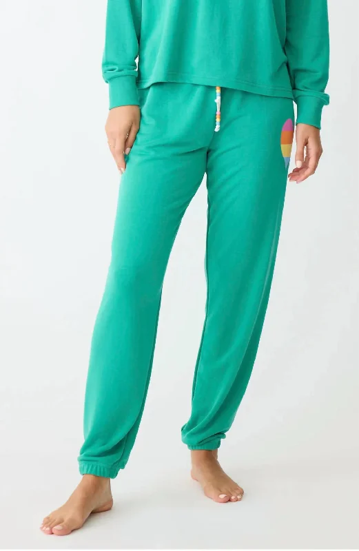 Price Buster Live In Color Banded Jogger Pants In Sea Green