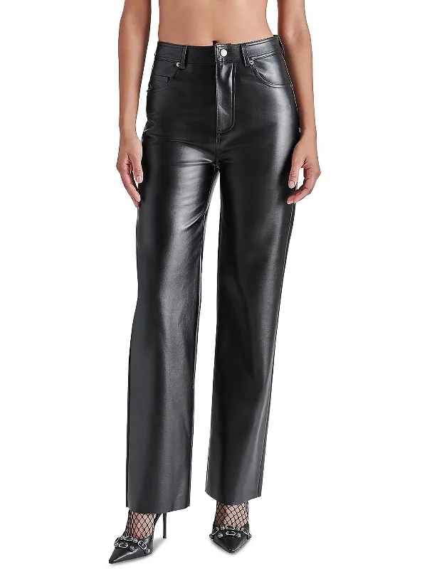 Exclusive Access Loren Womens Faux Leather Mid-Rise Straight Leg Pants