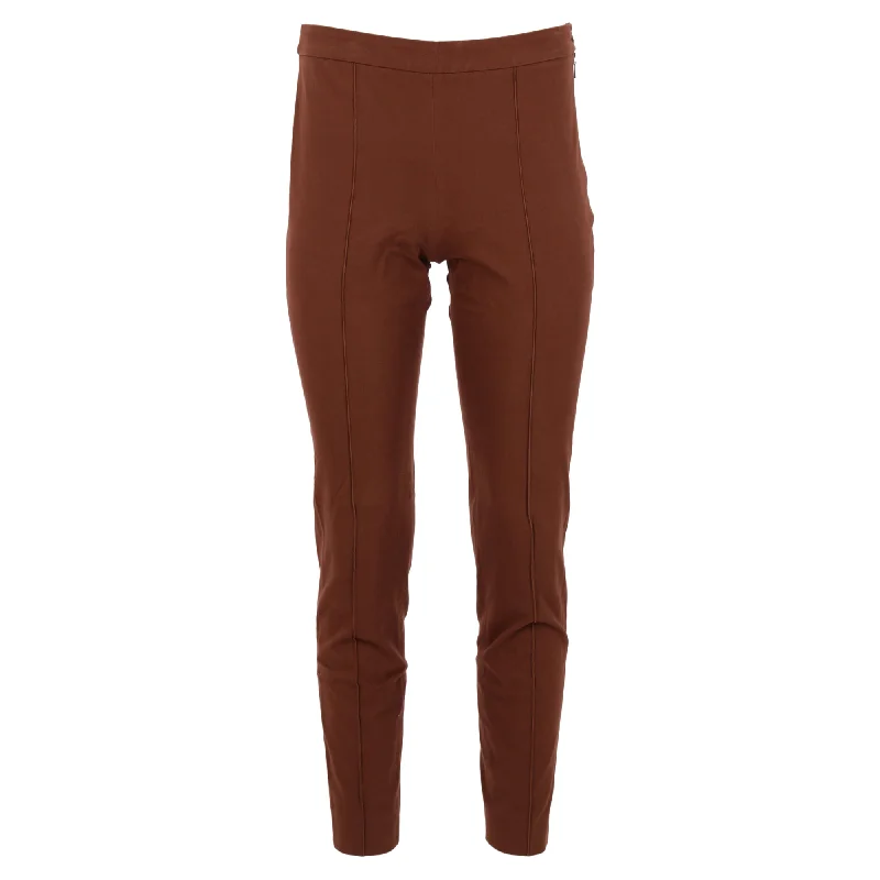 Loro Piana High-Rise Slim Pants in Brown Cotton