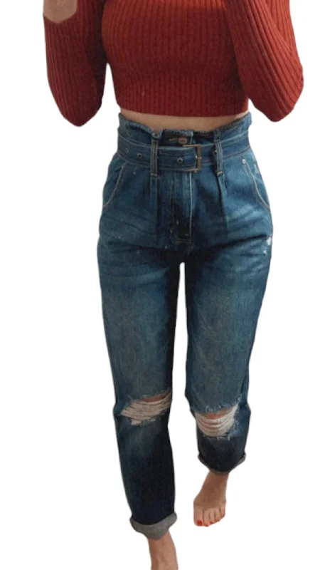 Mandy Mom Jeans In Dark Wash