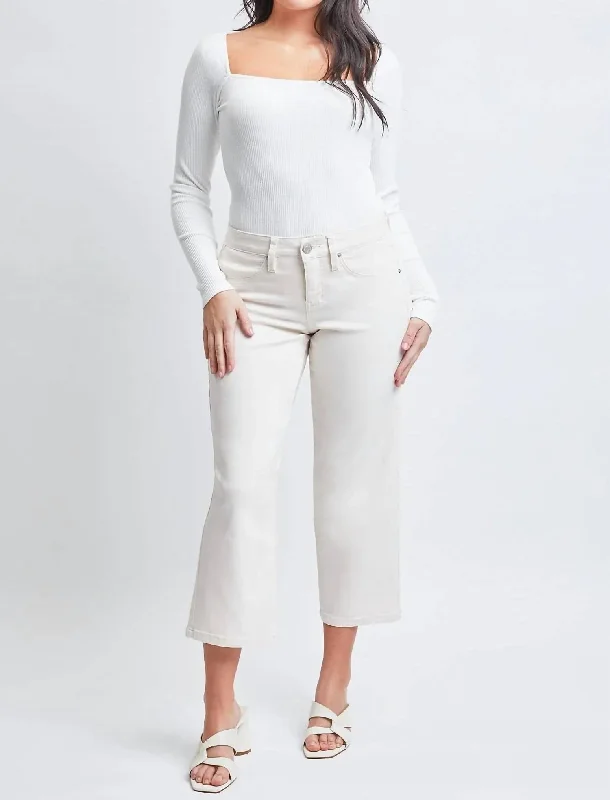 Act Fast Missy High-Rise Hyperstretch Wide Leg Jeans In Gardenia