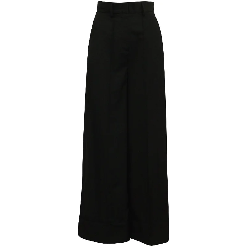 MSGM Wide Leg Tailored Pants in Black Polyester