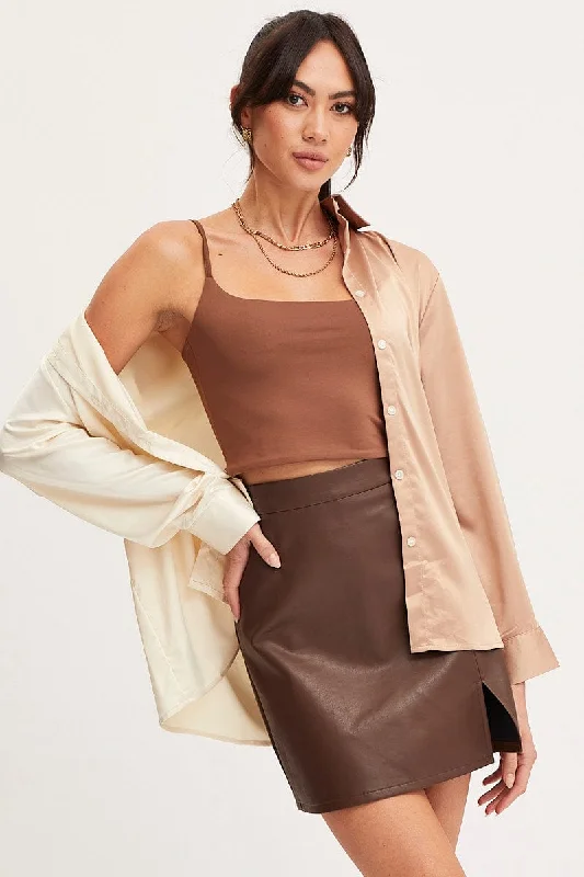 Deal Mania Multi Shirt Top Long Sleeve Collared Satin