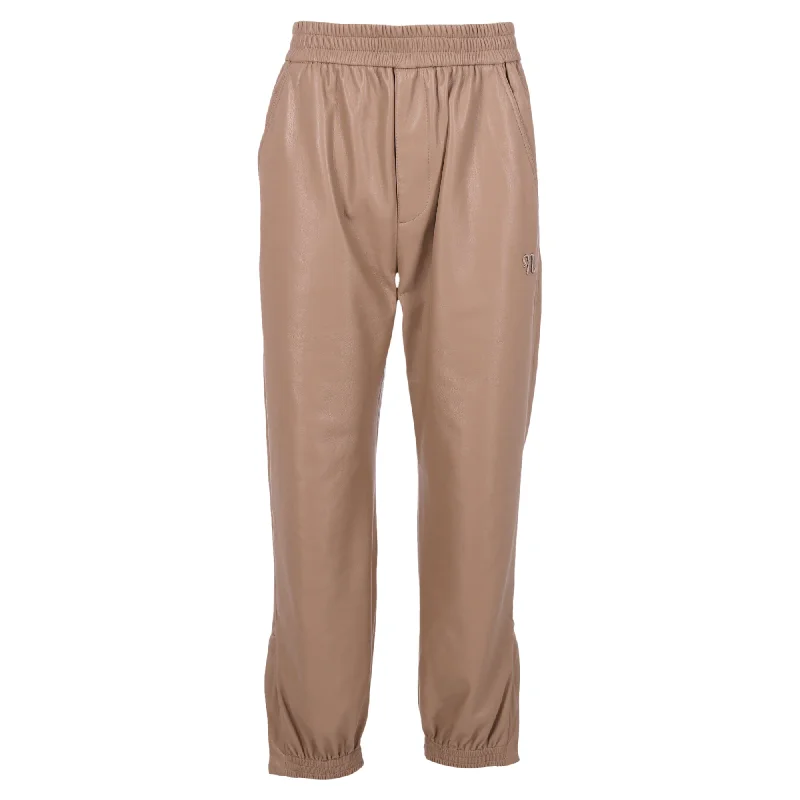 Nanushka Elastic Waist Pants in Beige Polyester