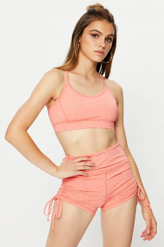 Act Now Orange Active Cross Back Sports Bra