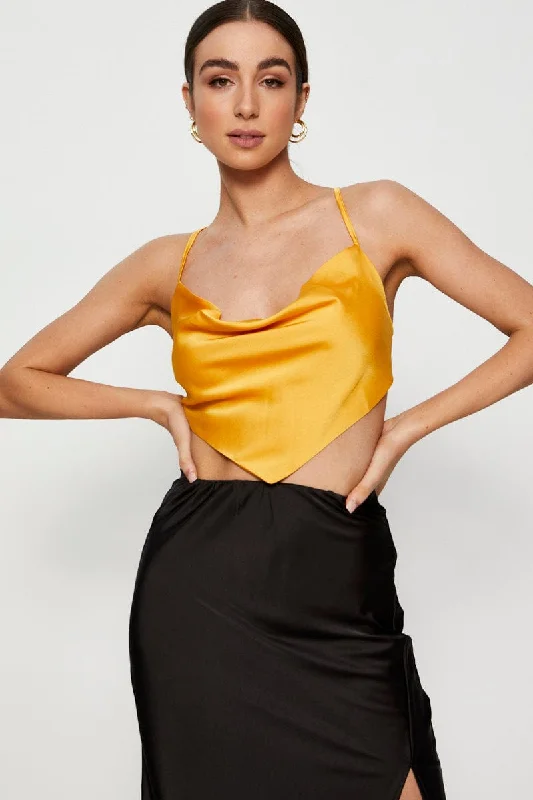 New Markdowns Orange Scarf Top Sleeveless