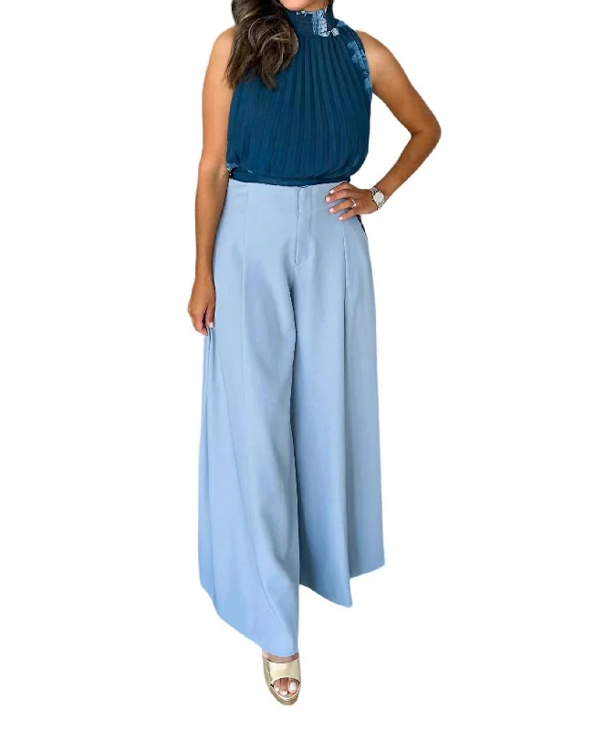 Online Only Palazzo Wide Leg Pants In Blue