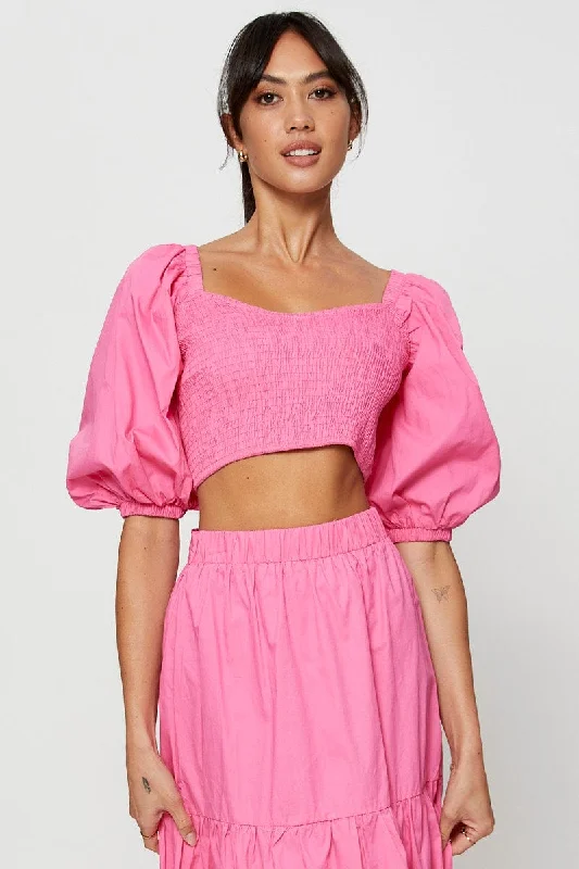Special Buy Pink Crop Top Short Sleeve
