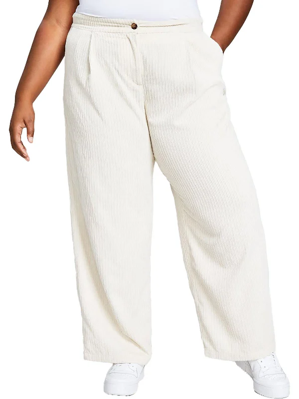 Special Buy Plus Womens Corduroy Pleated Trouser Pants