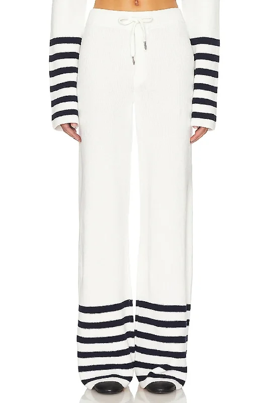 Major Savings Poe Knit Pants In White/navy