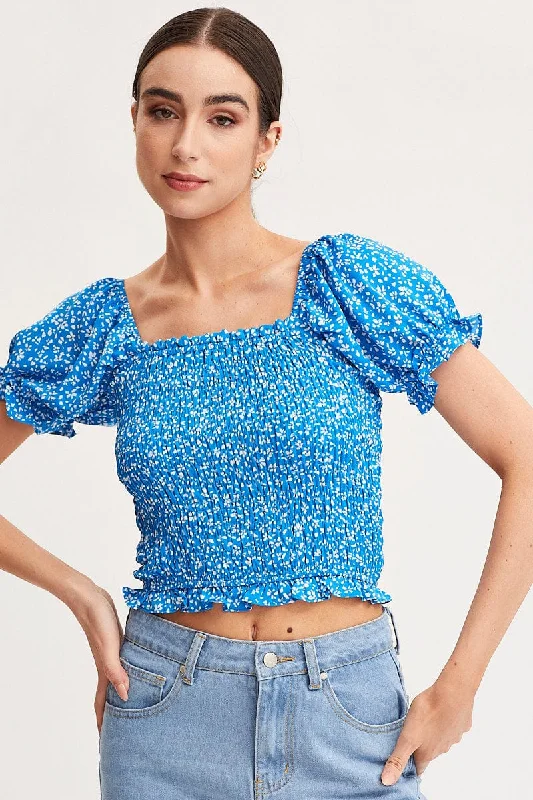 Anniversary Sale Print Crop Top Short Sleeve